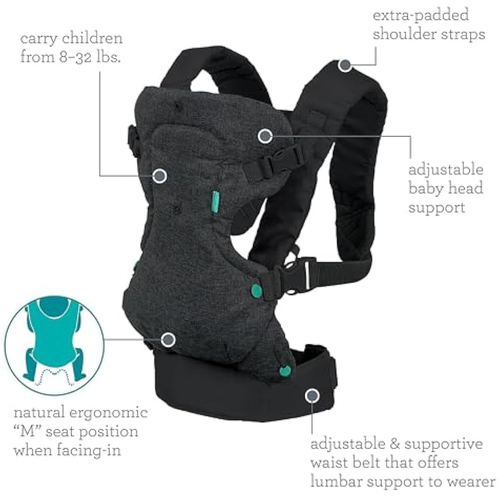 Infantino Flip 4-in-1 Baby Carrier – Ergonomic Convertible Black