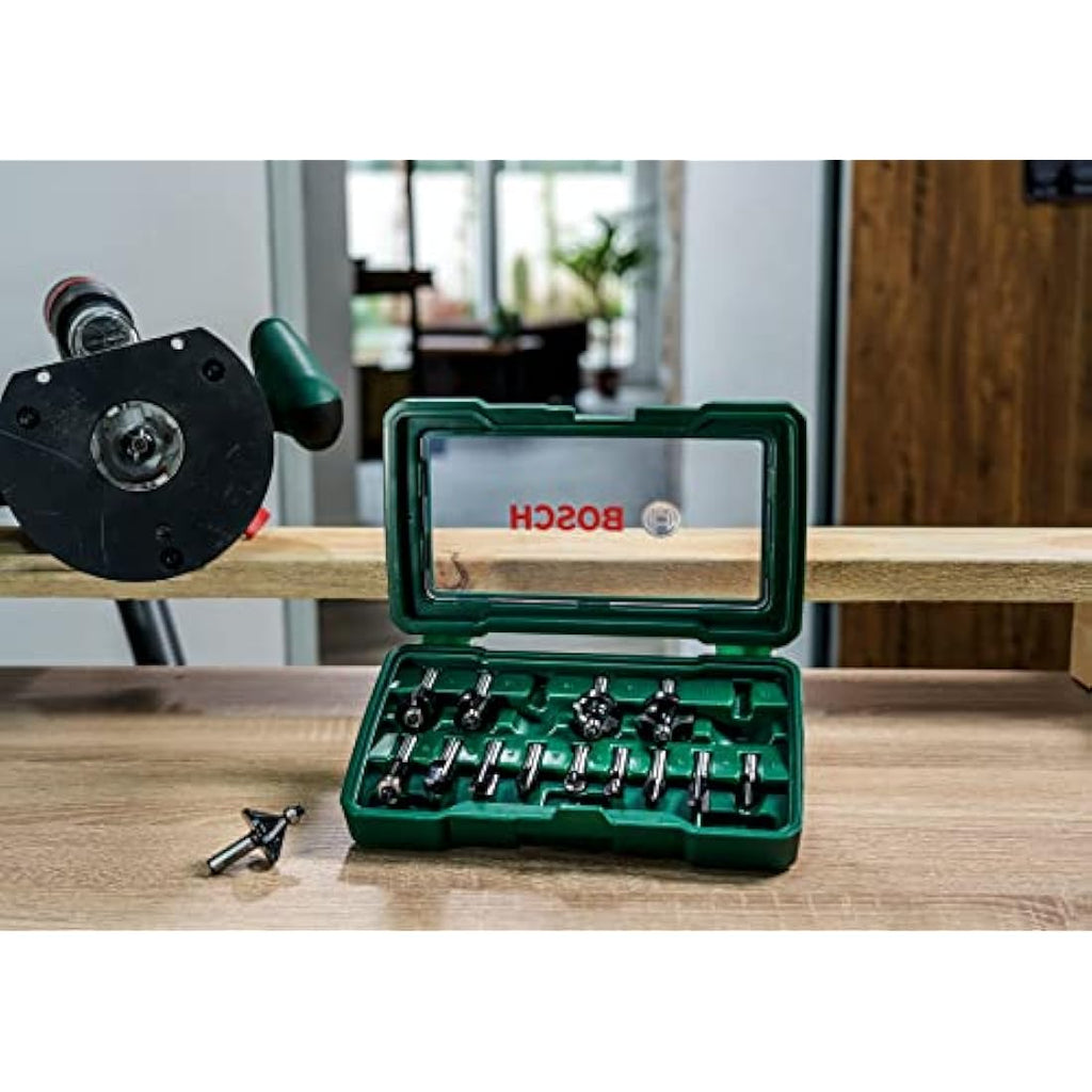 Bosch 15-Piece Carbide Router Bit Set | 1/4-Inch Shank Woodworking Tools