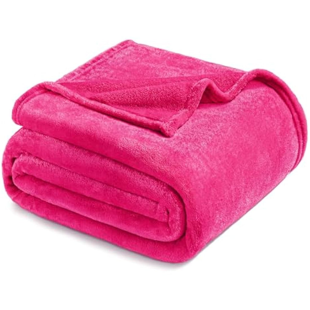 Fleece Blanket – Soft Hot Pink Double Bed Throw, 230x168 CM
