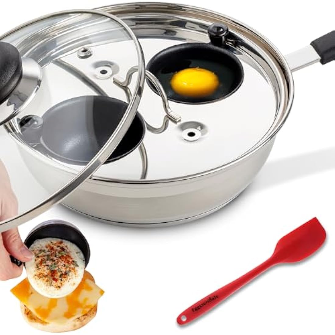 Eggssentials 6-Cup Egg Poacher Pan – Nonstick Stainless Steel Induction