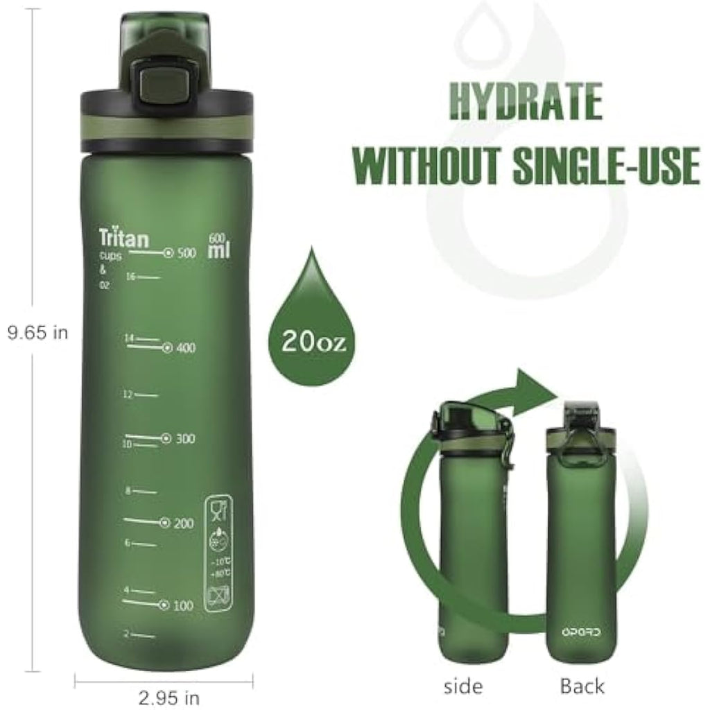 Opard Tritan Sports Water Bottle – 600ml BPA Free Leak Proof Gym Bottle