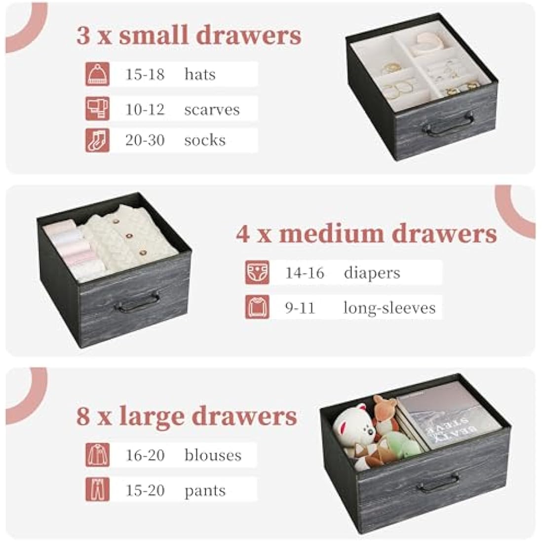 Jolof Store 15-Drawer Fabric Dresser | Large Bedroom Chest of Drawers