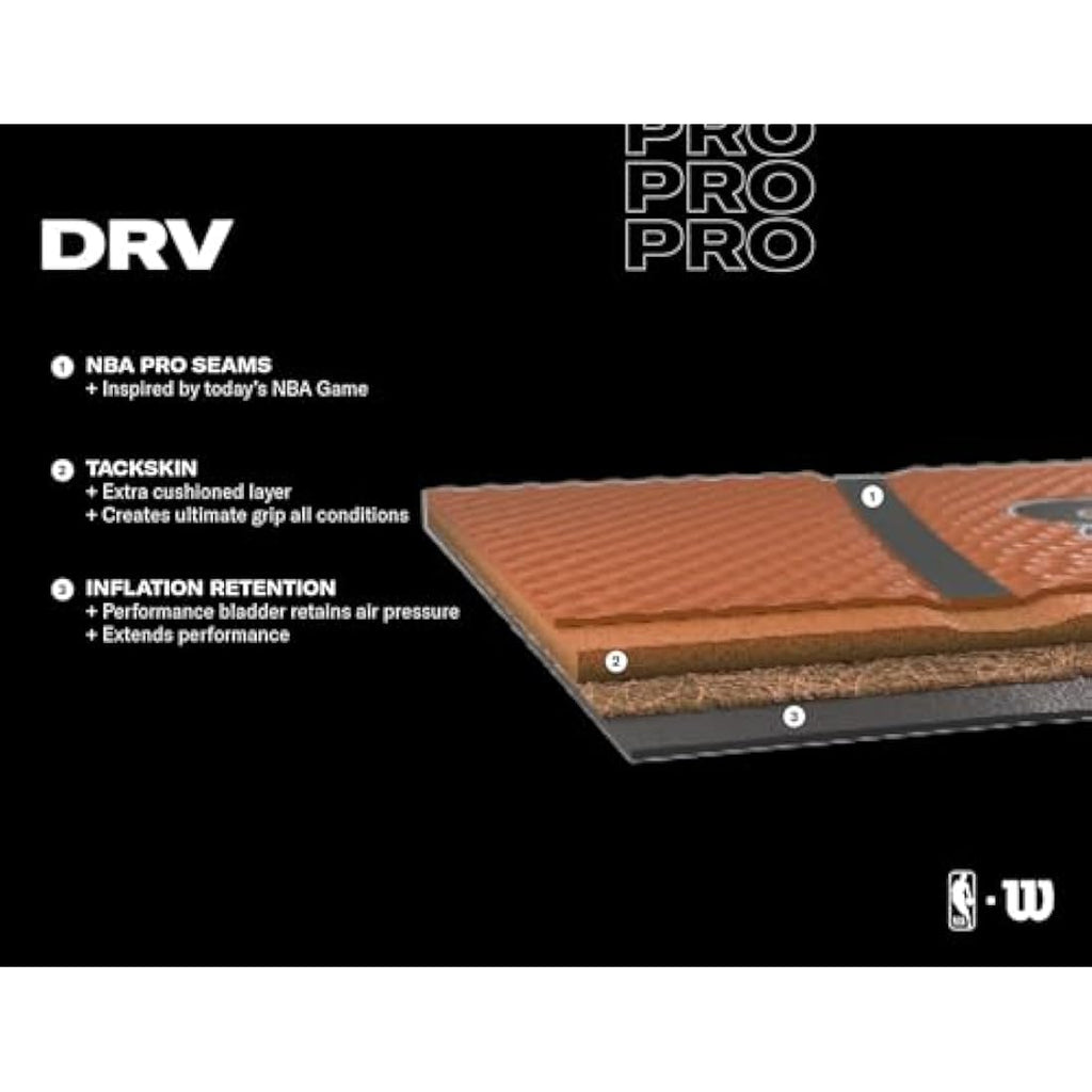 Wilson NBA DRV Pro Outdoor Basketball – Tackskin Rubber – Size 6 Brown