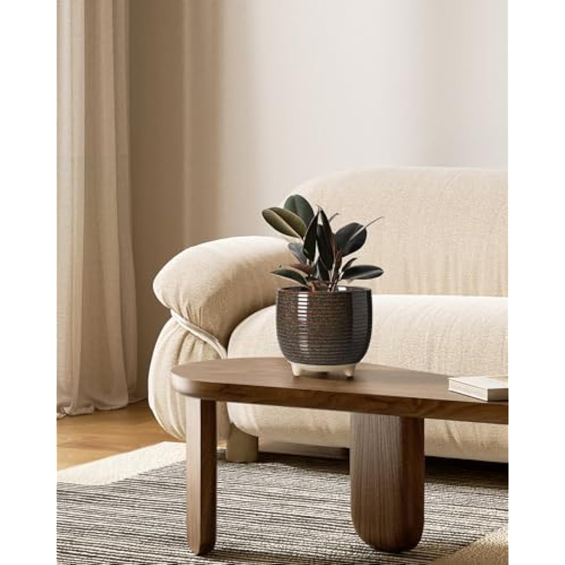 LE TAUCI Ceramic Plant Pots | Footed Indoor Planters with Drainage, Set of 2