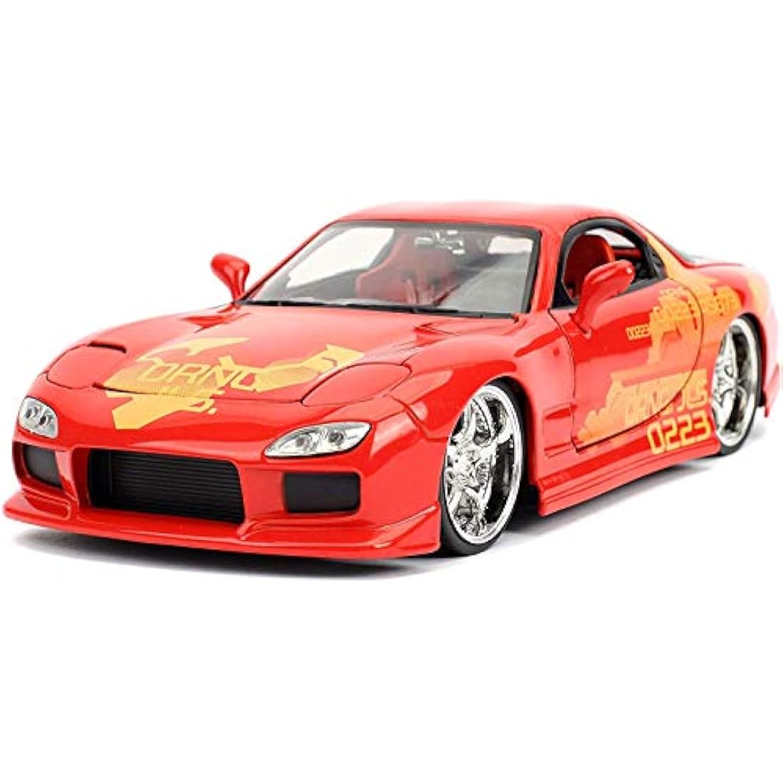 Jada Toys 1993 Mazda RX-7 Diecast Model Car – 1:24 Scale Orange Metal
