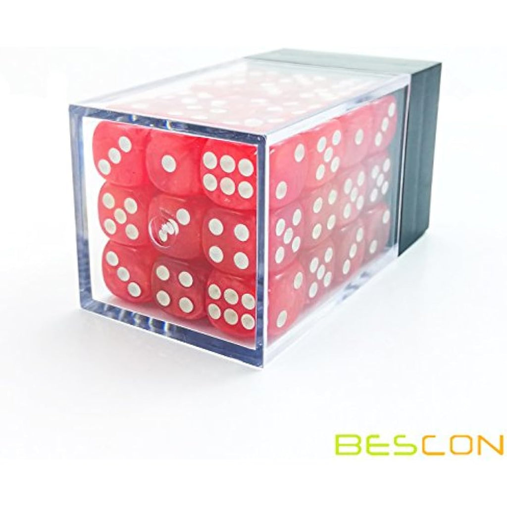 Bescon 12mm Marble Red 6-Sided Dice Set | 36 Count Block with Box