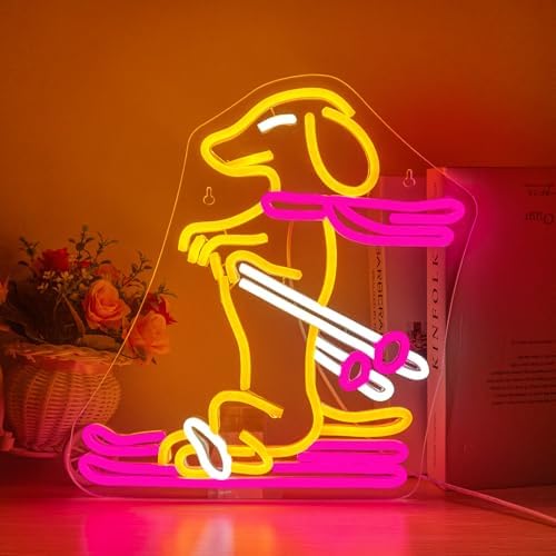 Jolof Store Skateboard Dachshund Neon Sign – Dimmable LED Dog Wall Decor