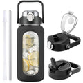 HYDRAGLAZIC 2L Glass Water Bottle | 2 Liter Large Jug with Time Marker