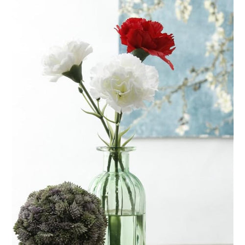 Jolof Store 10 Stem Artificial Silk Carnations | UV Resistant White Flowers