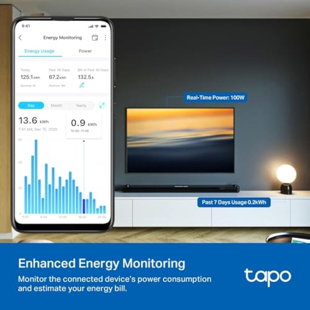 TP-Link Tapo P110 Smart Plug (4-Pack) - WiFi Outlet with Energy Monitoring
