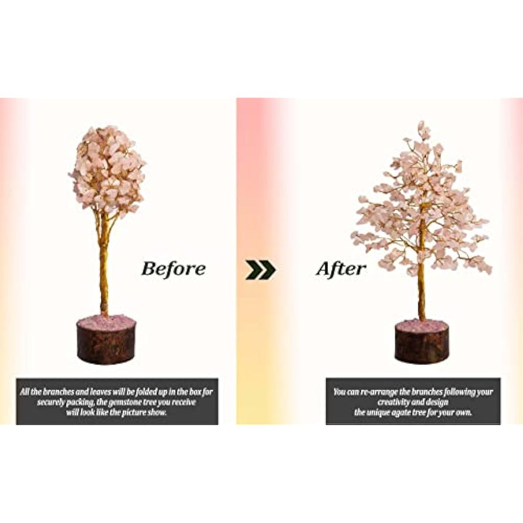 Rose Quartz Crystal Tree - 300 Bead Gemstone Healing Decor