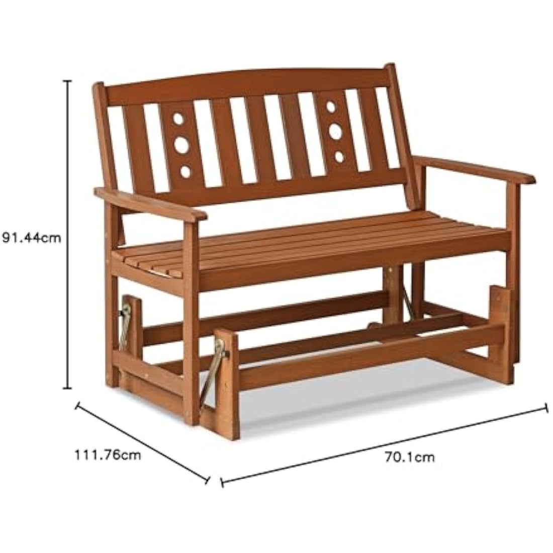 Furinno New Mexico Outdoor Glider – Hardwood Patio Bench, Teak Oil Finish