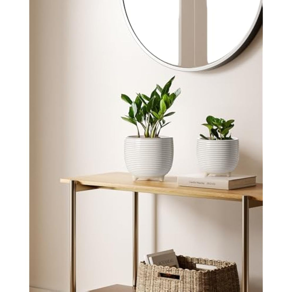 LE TAUCI Ceramic Plant Pots | Footed Indoor Planters with Drainage