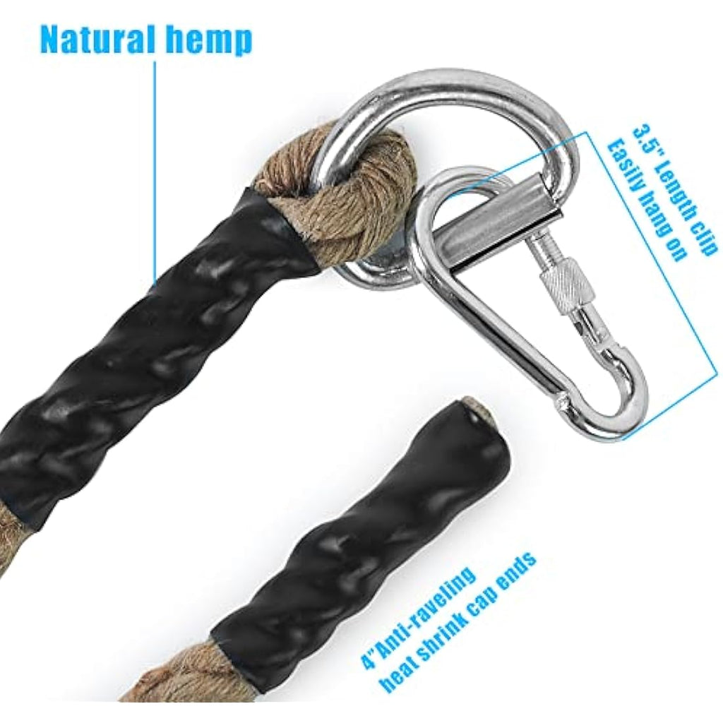 Jute Gym Climbing Rope with Carabiner - 30mm-50mm Hemp
