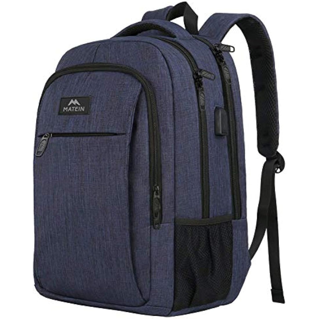 MATEIN 15.6" Travel Laptop Backpack | USB Charging & Anti-Theft - Navy