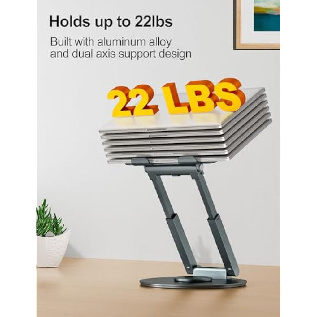 Tounee 360° Swivel Laptop Stand – Adjustable Sit-to-Stand Riser for 10-17"