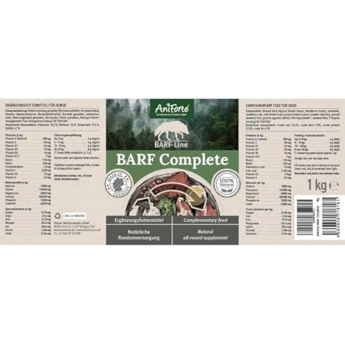 AniForte BARF Complete Dog Supplement – Natural Vitamins & Minerals, 1kg