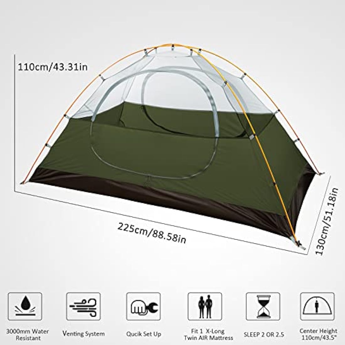 Bessport 2-Person Ultralight Backpacking Tent | Waterproof Dome Tent