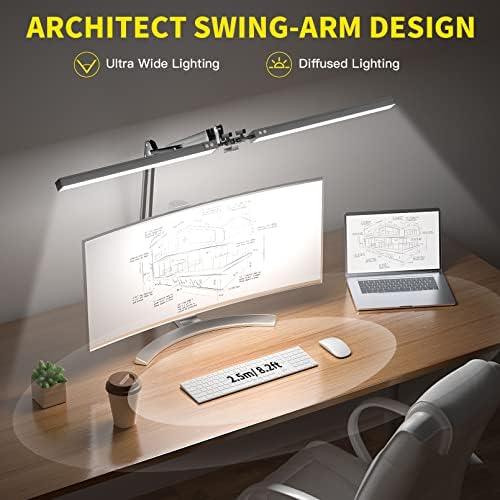 CHICLEW LED Desk Lamp – 24W Double Head Swing Arm Clamp Light for Office