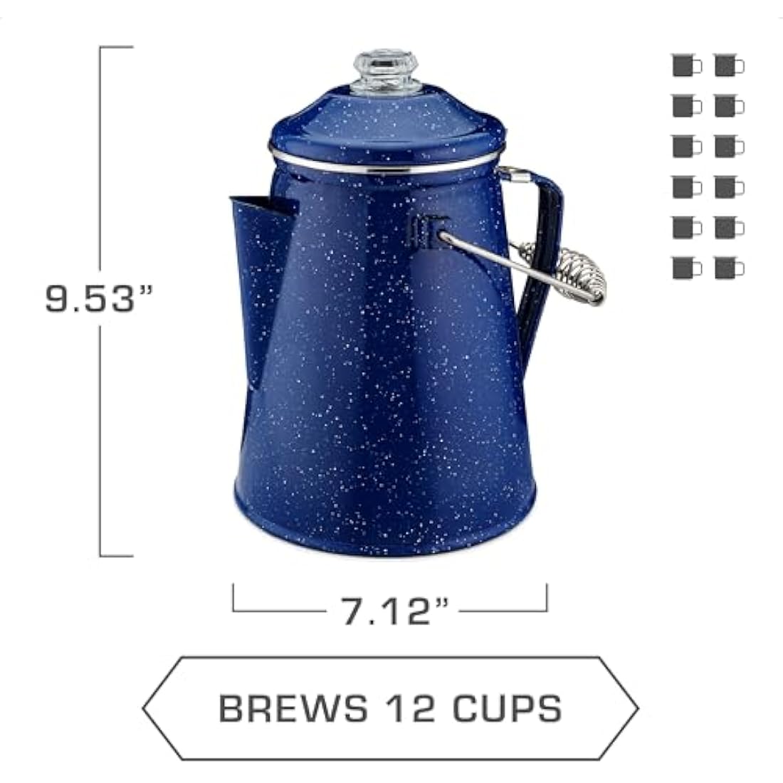 COLETTI Classic 12-Cup Blue Enamel Steel Camping Coffee Percolator