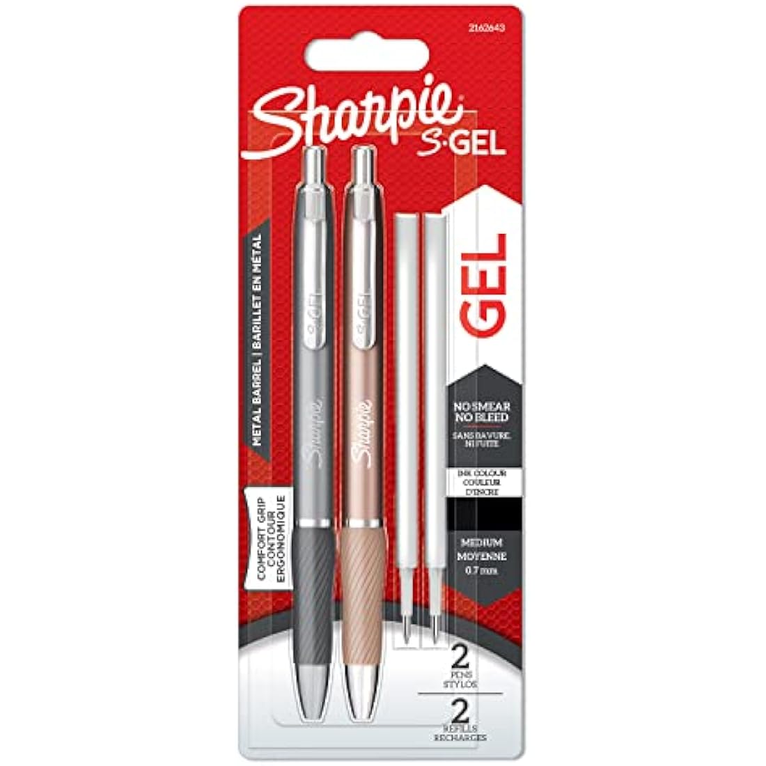 Sharpie S-Gel Metal Gel Pens | 0.7mm Medium Point | Grey & Rose Gold