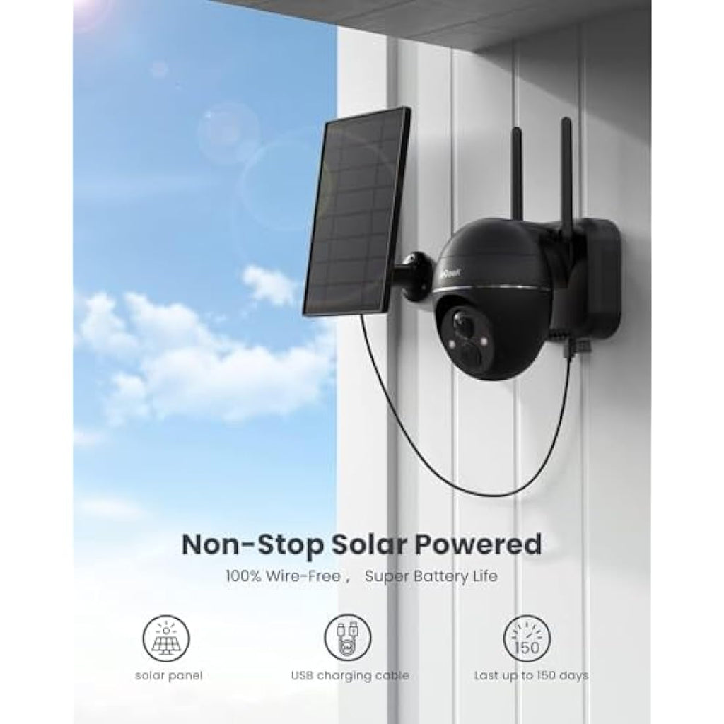 ieGeek 2K Wireless Solar Security Camera – 360° PTZ Outdoor CCTV