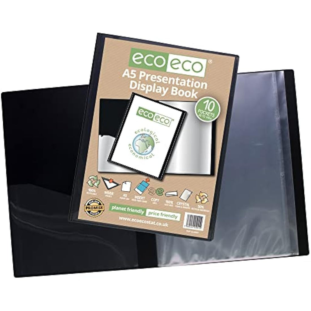 Eco-eco A5 Recycled 10 Pocket Presentation Display Book Folder - 12 Pack