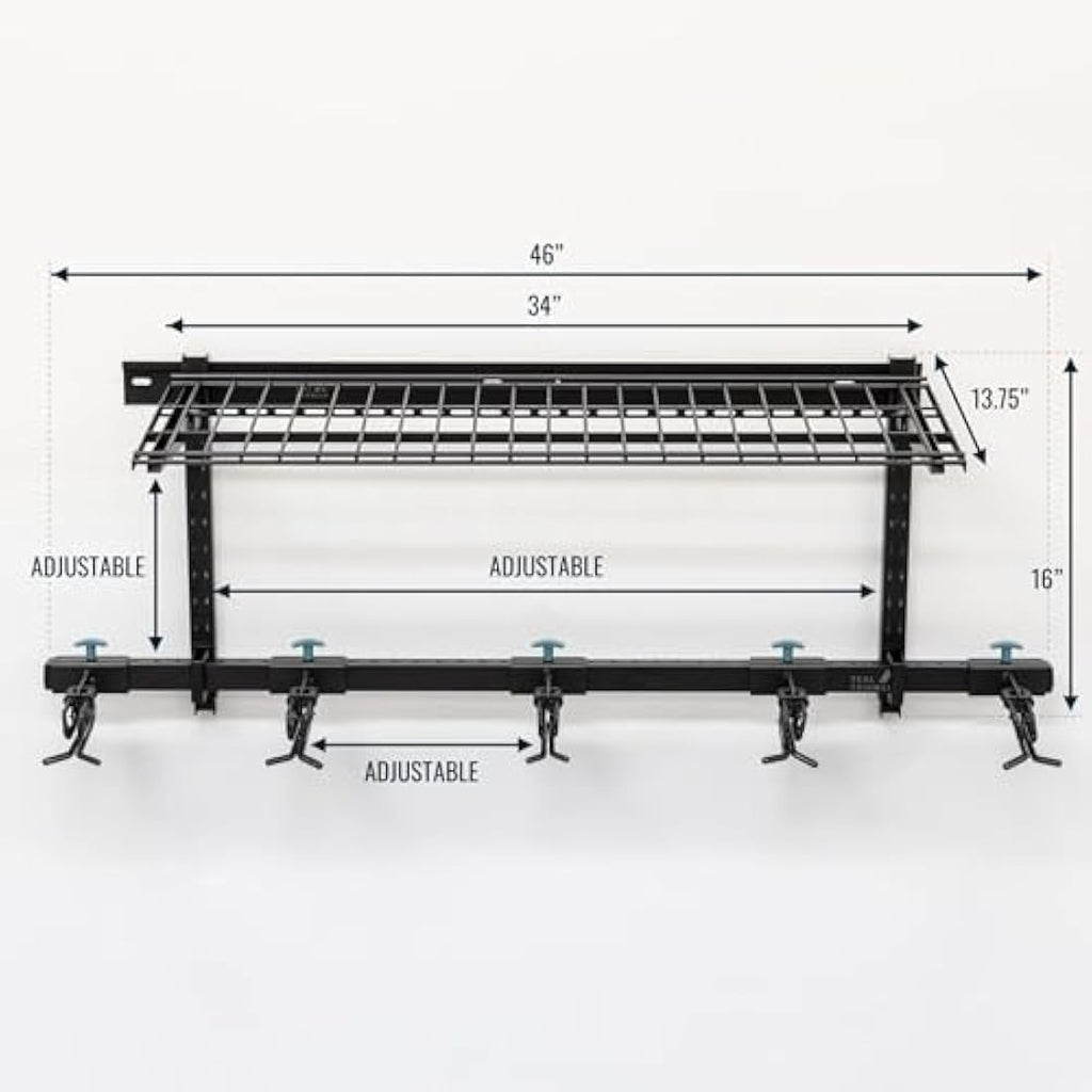 Ski Storage Rack with Shelf | Heavy Duty 5 Pair Wall Mount