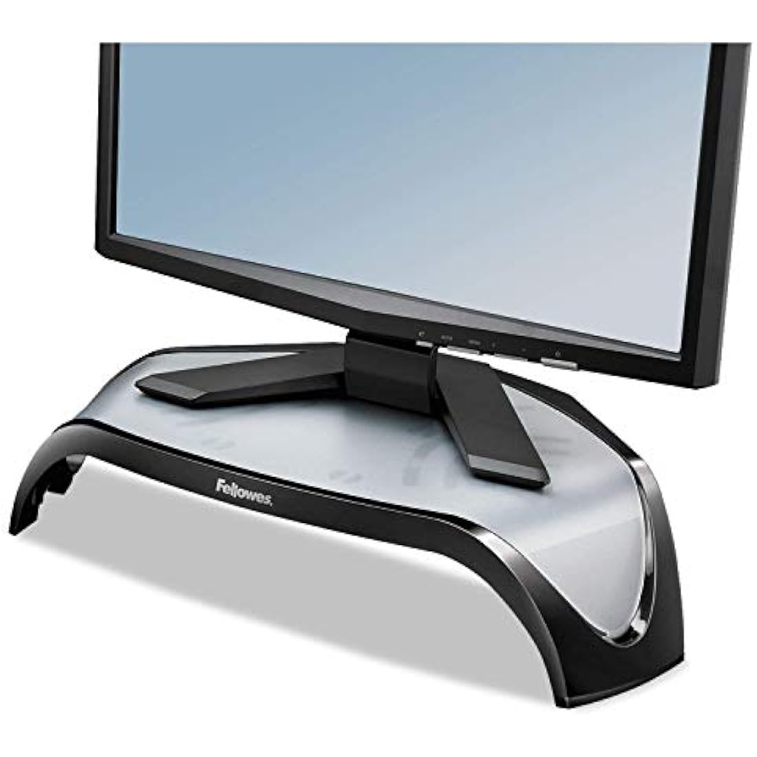 Fellowes Smart Suites Corner Monitor Riser | Black Ergonomic Desk Stand