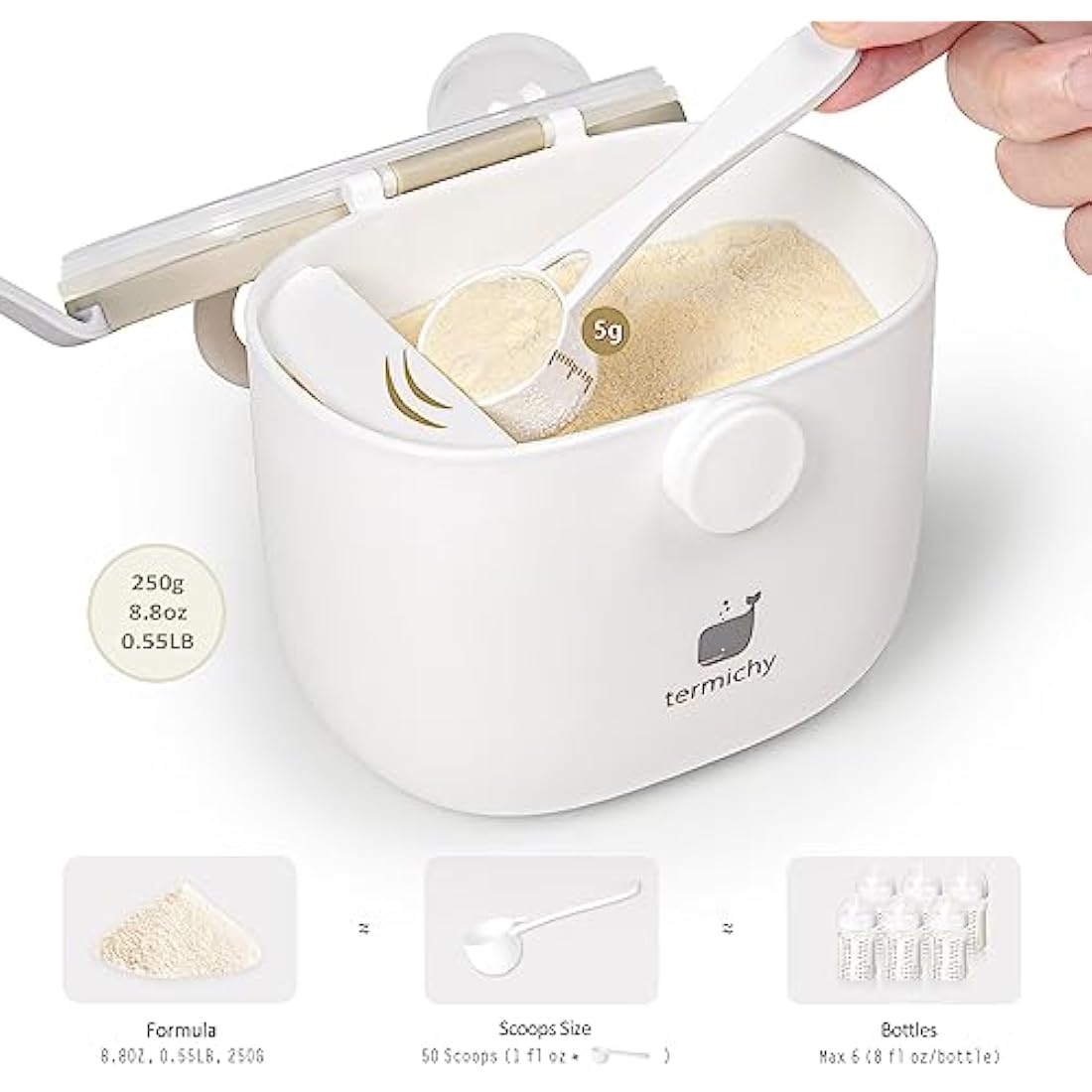 Termichy Portable Baby Milk Powder Dispenser – 250g Airtight Formula Box