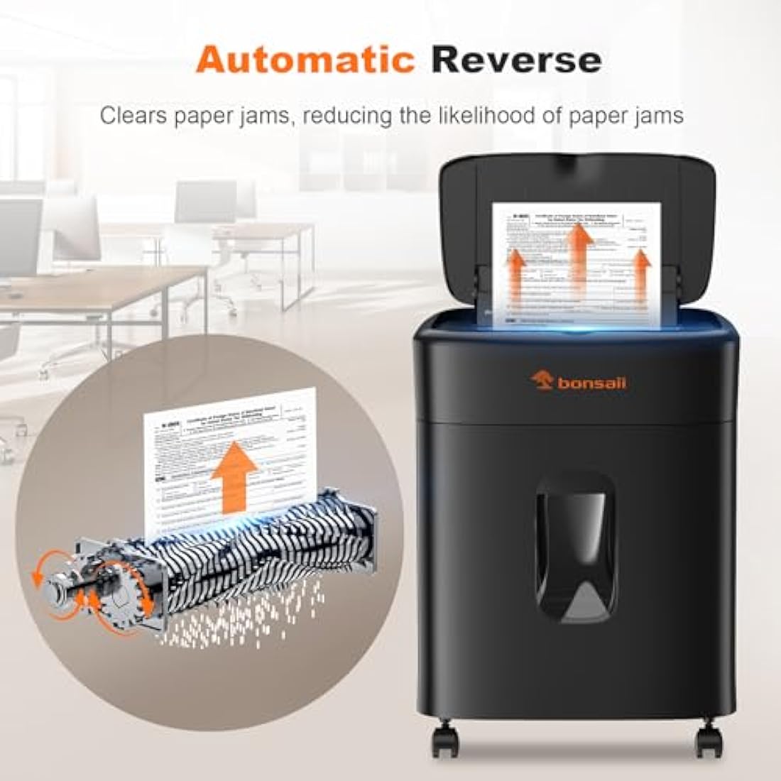 Bonsaii 100-Sheet Auto Feed Micro Cut Paper Shredder | P-4 Security