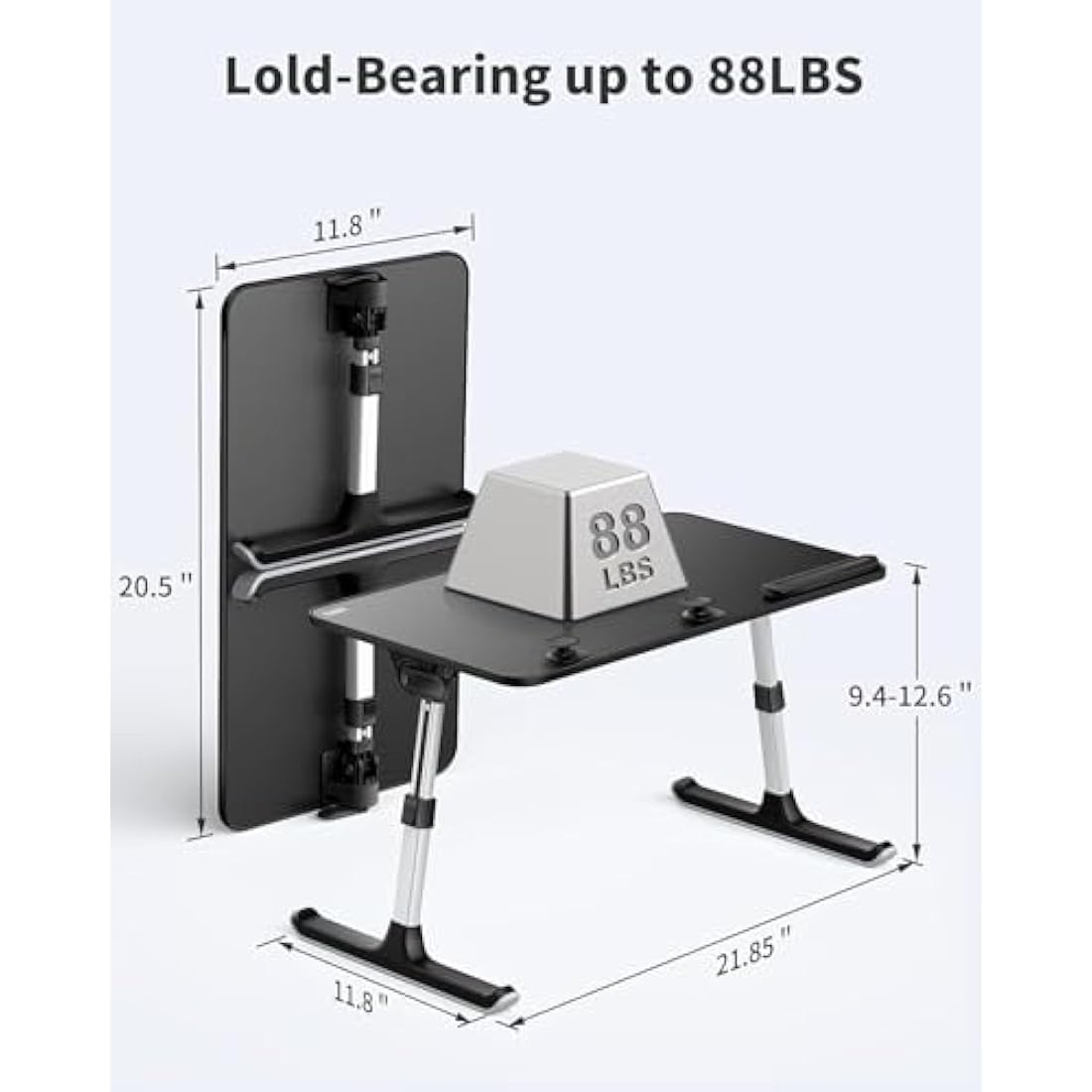 SAIJI Adjustable Laptop Bed Tray – Foldable Ergonomic Desk (Black)