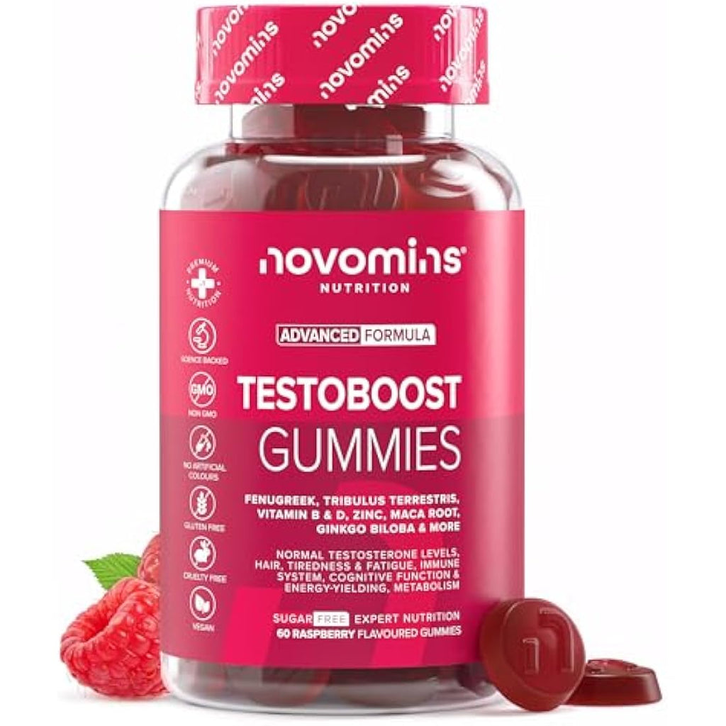 Novomins Testosterone Booster Gummies – Maca Root & Zinc – 60 Count