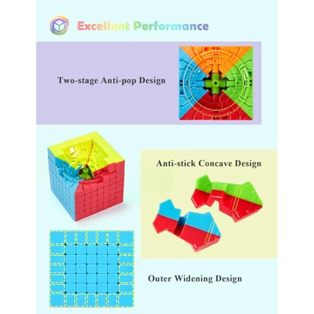 Roxenda 7x7 Speed Cube – Stickerless Frosted Magic Cube Puzzle Toy