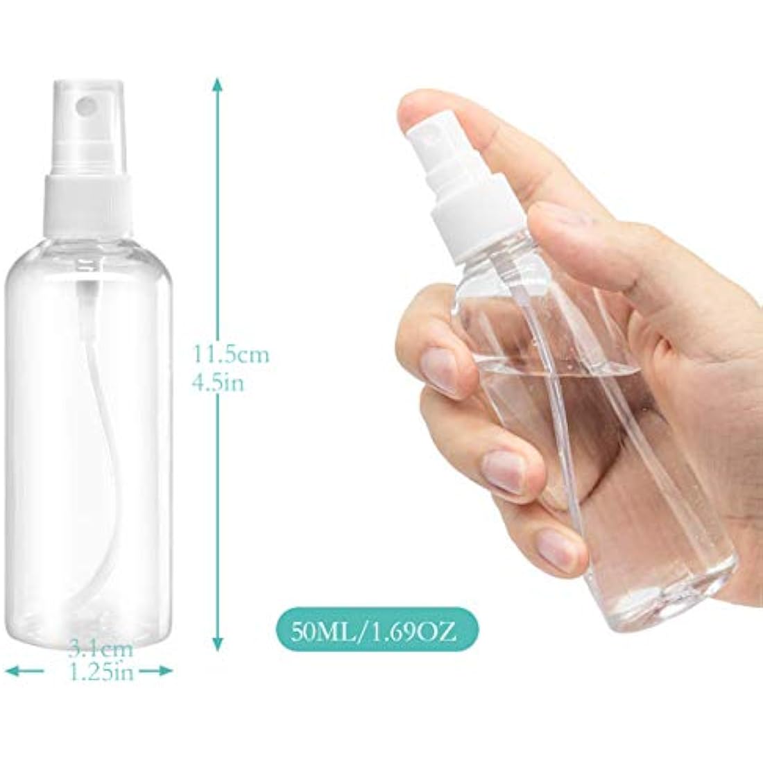 Fine Mist Spray Bottles - 3pc 50ml Clear Travel Containers