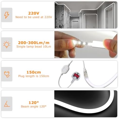 SUCIKORIO 5m Neon LED Strip Light – 4000K Waterproof IP65 Rope Light