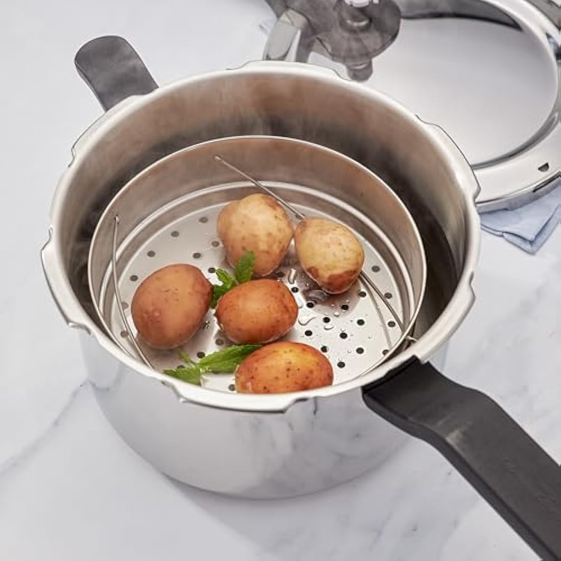 Judge 5L Stainless Steel Pressure Cooker with Steamer Basket