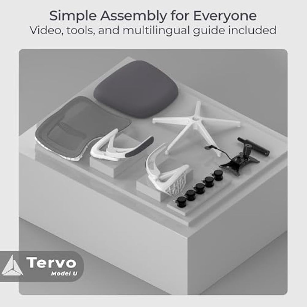 Tervo Model U – Foldable Ergonomic Mesh Office Chair with Flip-Up Arms