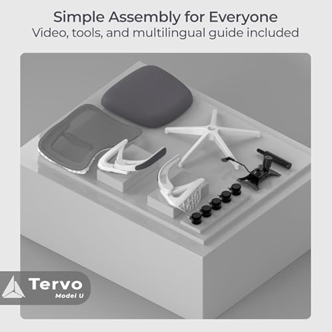 Tervo Model U – Foldable Ergonomic Mesh Office Chair with Flip-Up Arms