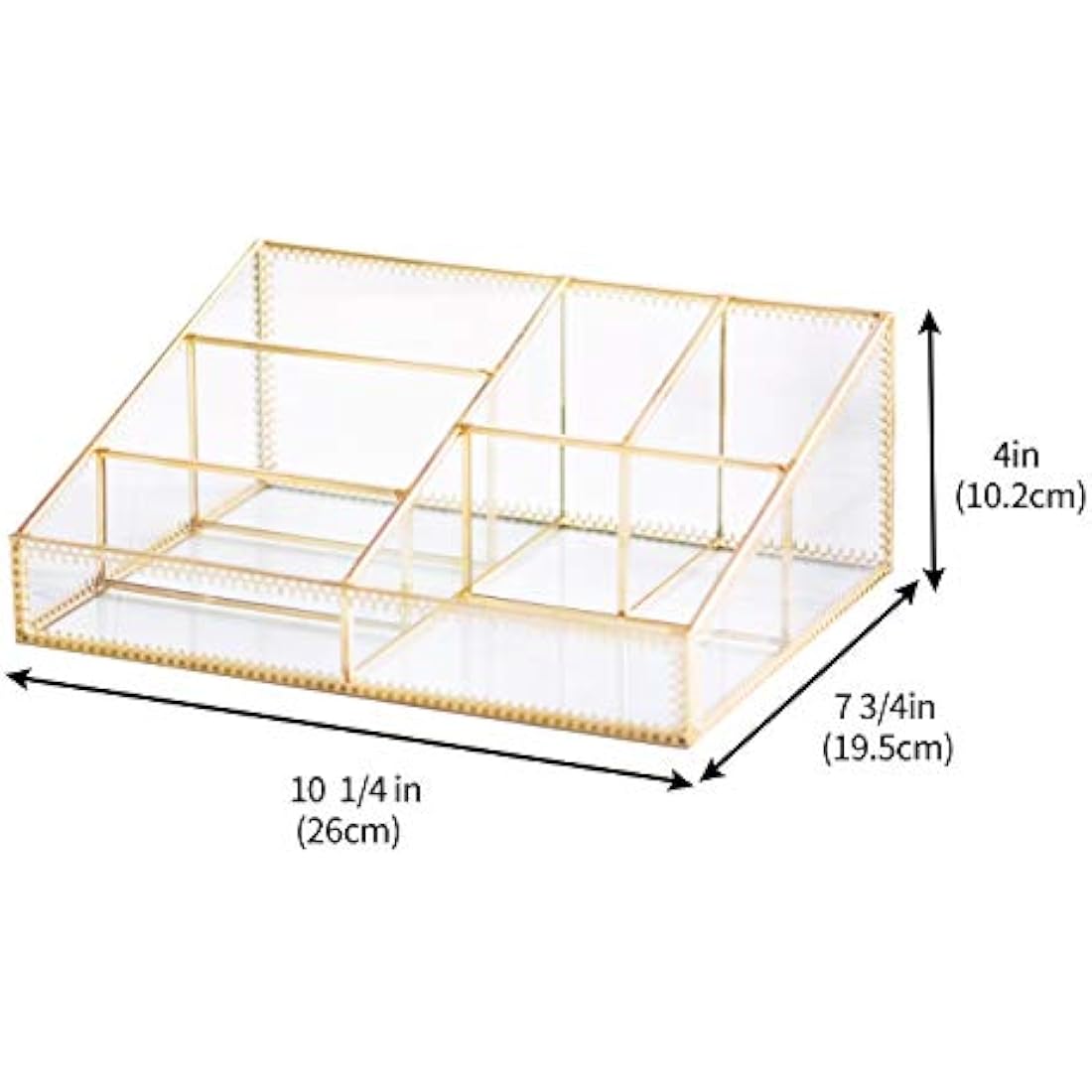 Jolof Store Glass Makeup Organizer – Gold Antique Cosmetic Storage Box