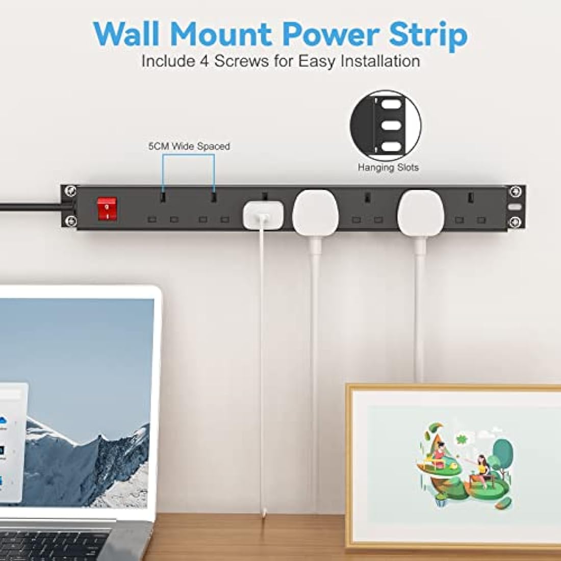 HANNELORE 7 Way Surge Protected Extension Lead | 3M Rack Mount PDU