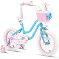 Glerc Daisy 12 Inch Girls Bike with Training Wheels and Basket - Blue