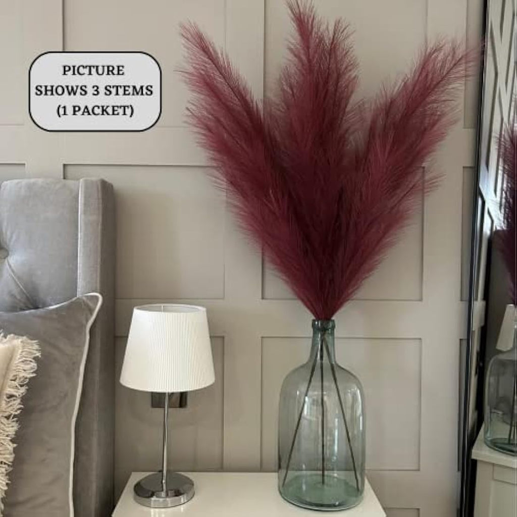 VOULUX Fuchsia Pink Artificial Pampas Grass – 115cm Tall Faux Silk Stems