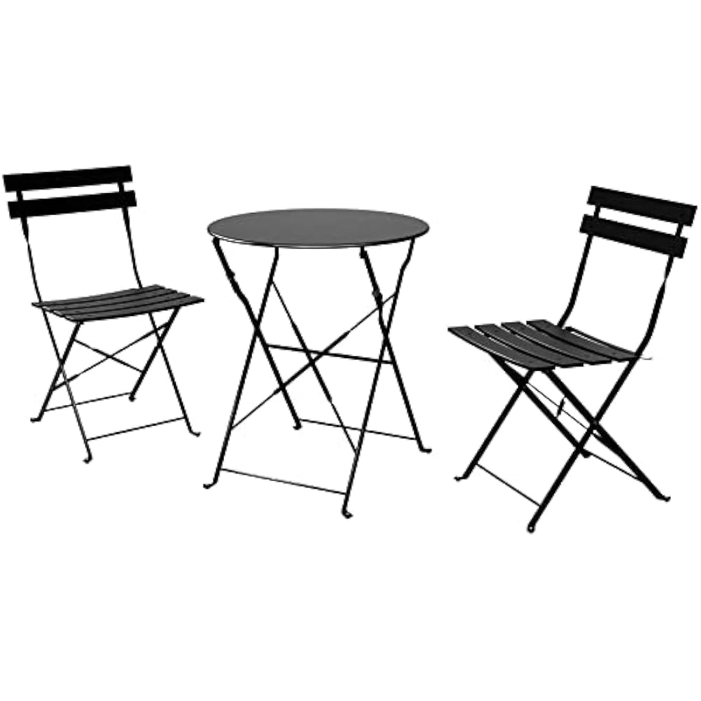 Grand Patio 3-Piece Folding Bistro Set – Weather-Resistant Steel (Black)