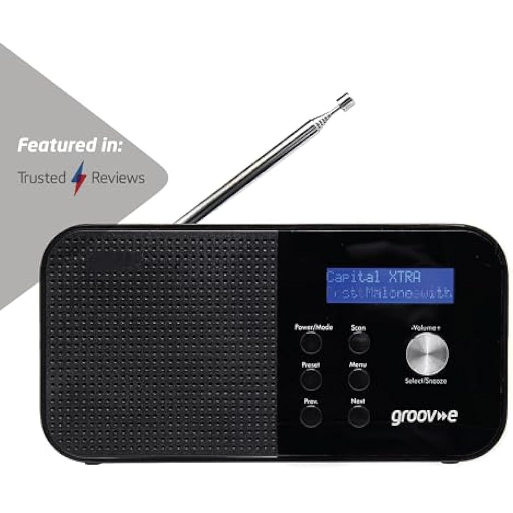 Groov-e Venice DAB/FM Digital Radio | Bluetooth & Alarm Clock - Black