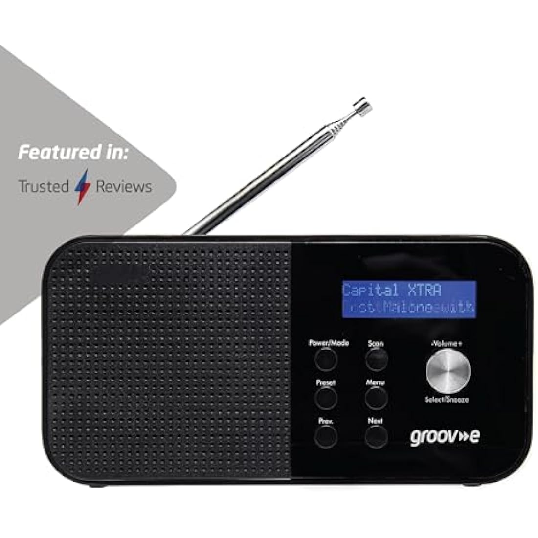 Groov-e Venice DAB/FM Digital Radio | Bluetooth & Alarm Clock - Black