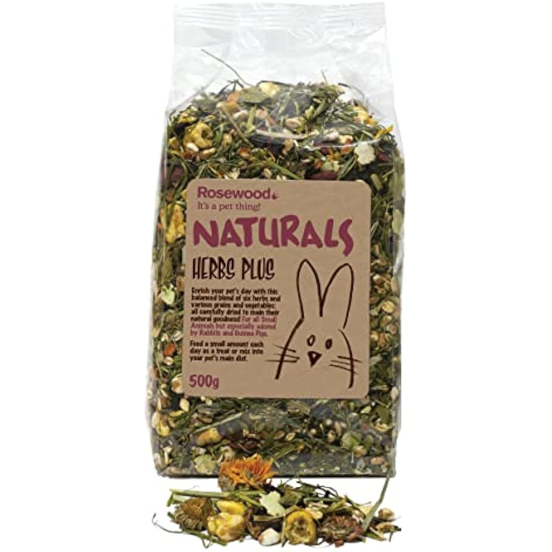 Rosewood Naturals Herbs Plus – 500g Natural Small Animal Treat Mix