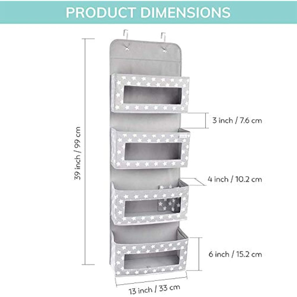 Vesta Baby Over Door Hanging Organiser | 4 Pocket Nursery Storage Caddy