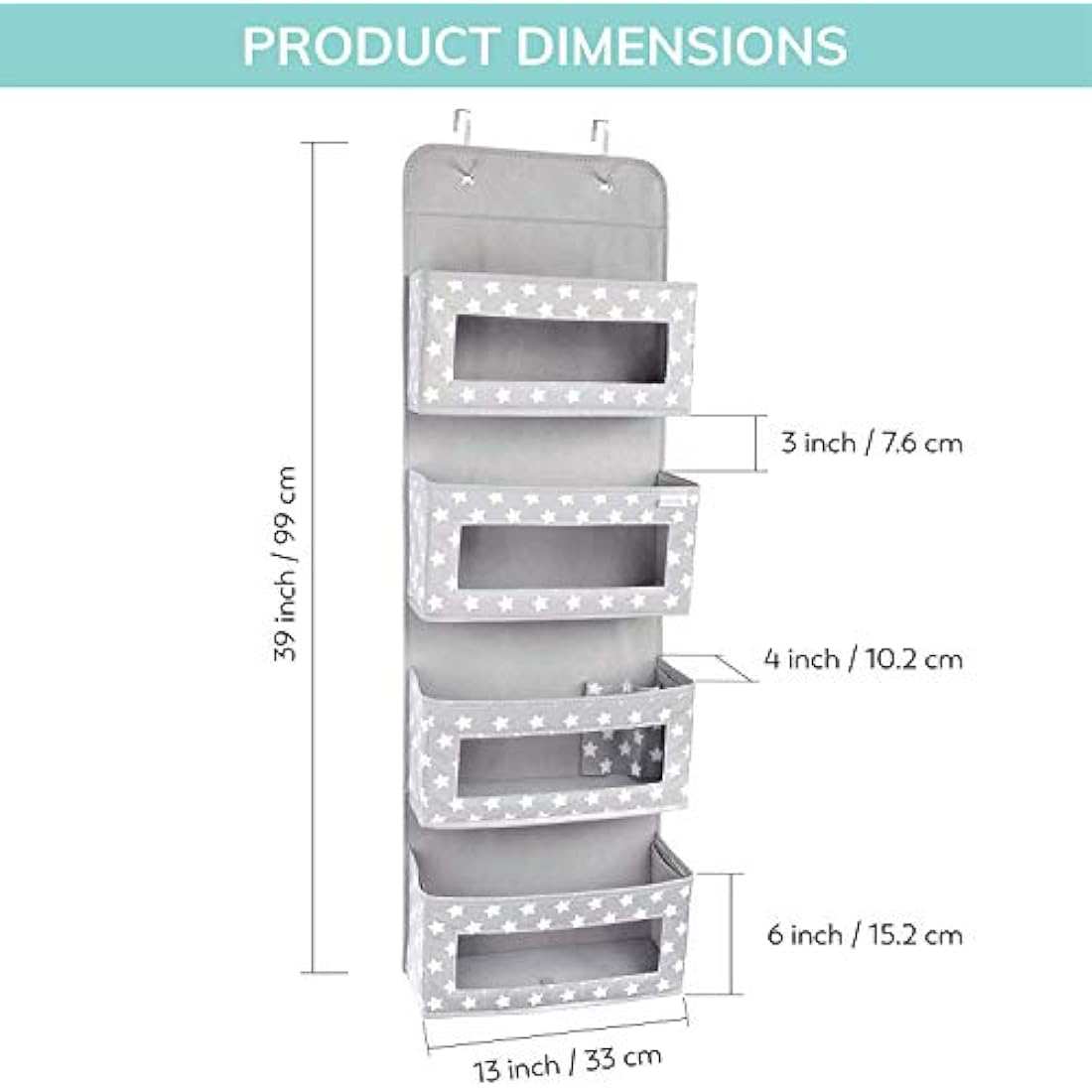Vesta Baby Over Door Hanging Organiser | 4 Pocket Nursery Storage Caddy