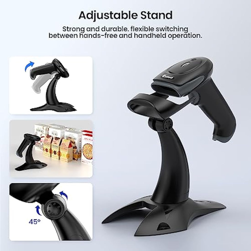 Eyoyo 2D Wireless Barcode Scanner with Stand | 2500mAh Handheld QR Reader